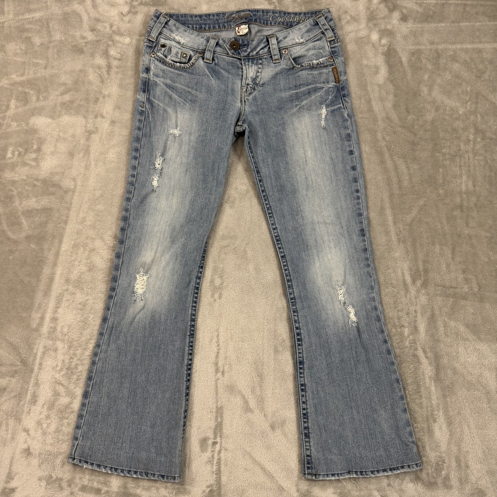 Silver Jeans Tuesday Womens W28 Low Rise Bootcut Stretch Denim Distressed Y2K
